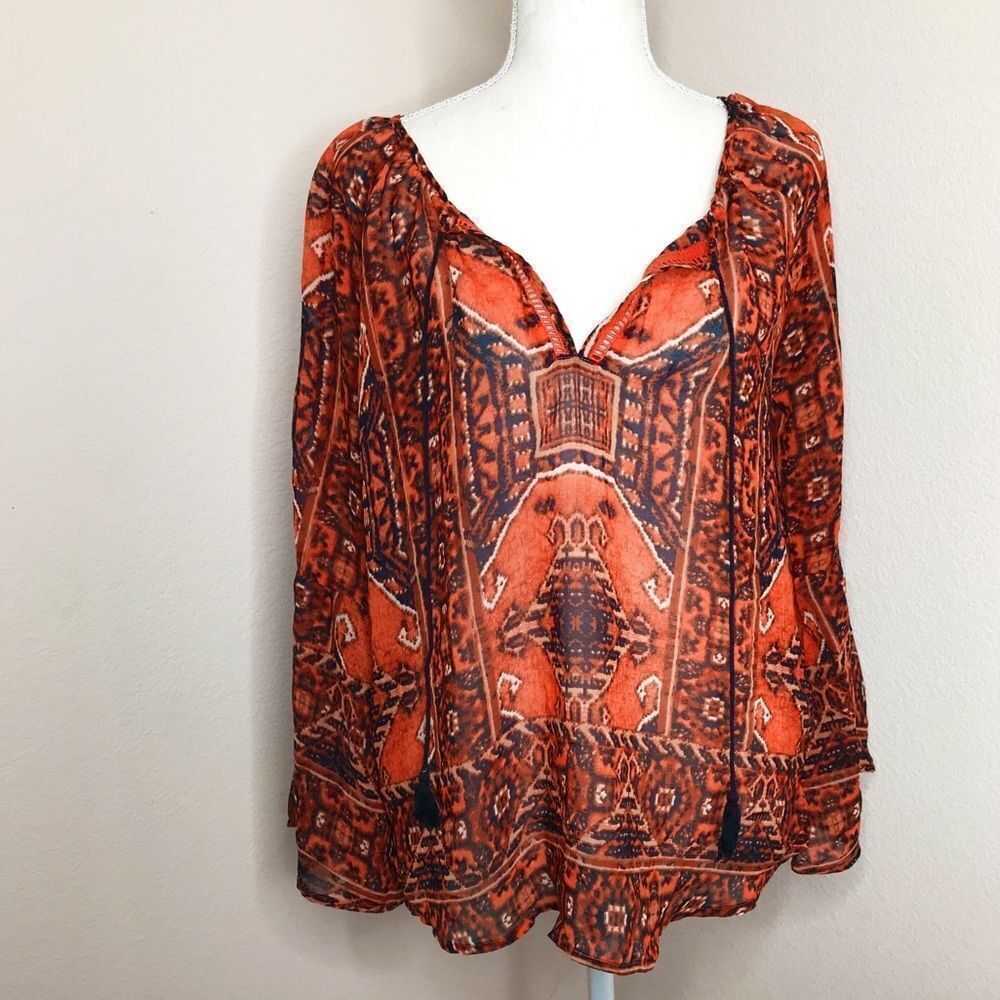 Miss me boho‎ flared sleeve sheer blouse
